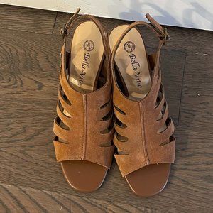 Bella Vita brown suede open toe shoes, 7.5 narrow - WORN ONCE